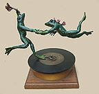 RIBBIT ROCK, a bronze sculpture by Michael Hall from Wesley Gallery in Dripping Springs, TX