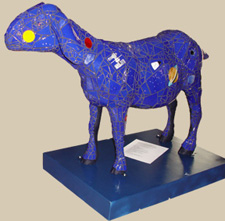 Julie Speir glass goat sculpture at Wesley Gallery in Dripping Springs, TX
